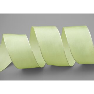 25 m x 40 mm Drahtkantenband LEO HELLGELB Lemongrn (105) Grn Dekoband mit Drahtkanten einfarbig Geschenkband Stoffband Schleifenband Visco Draht