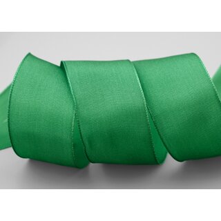25 m x 40 mm Drahtkantenband LEO GRN Grasgrn (137) Dekoband mit Drahtkanten einfarbig Geschenkband Stoffband Schleifenband Visco Draht