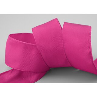 25 m x 40 mm Drahtkantenband LEO HIMBEERE (169) Dekoband mit Drahtkanten einfarbig Geschenkband Stoffband Schleifenband Visco Draht