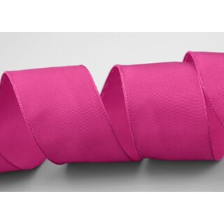 25 m x 40 mm Drahtkantenband LEO HIMBEERE (169) Dekoband mit Drahtkanten einfarbig Geschenkband Stoffband Schleifenband Visco Draht