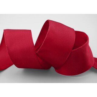 25 m x 40 mm Drahtkantenband LEO DUNKELROT Bordeaux (191) Dekoband mit Drahtkanten einfarbig Geschenkband Stoffband Schleifenband Visco Draht