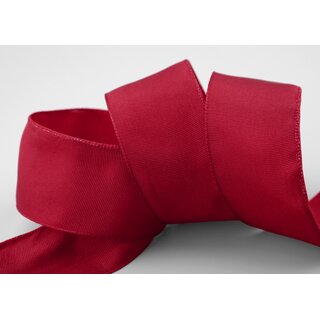 25 m x 40 mm Drahtkantenband LEO DUNKELROT Bordeaux (191) Dekoband mit Drahtkanten einfarbig Geschenkband Stoffband Schleifenband Visco Draht