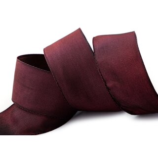 25 m x 40 mm Drahtkantenband LEO BORDEAUX Weinrot (194) Dekoband mit Drahtkanten einfarbig Geschenkband Stoffband Schleifenband Visco Draht