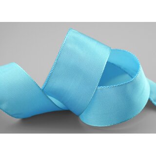 25 m x 40 mm Drahtkantenband LEO HIMMELBLAU Hellblau (201) Dekoband mit Drahtkanten einfarbig Geschenkband Stoffband Schleifenband Visco Draht