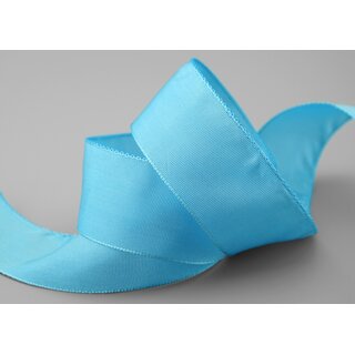 25 m x 40 mm Drahtkantenband LEO HIMMELBLAU Hellblau (201) Dekoband mit Drahtkanten einfarbig Geschenkband Stoffband Schleifenband Visco Draht