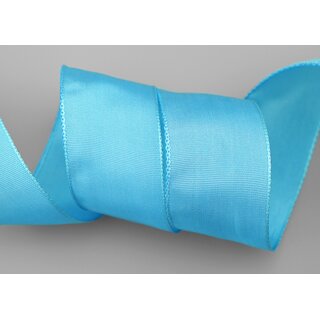25 m x 40 mm Drahtkantenband LEO HIMMELBLAU Hellblau (201) Dekoband mit Drahtkanten einfarbig Geschenkband Stoffband Schleifenband Visco Draht