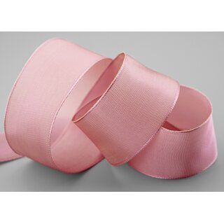 25 m x 40 mm Drahtkantenband LEO ALTROSA Puderrosa Rosa (204) Dekoband mit Drahtkanten einfarbig Geschenkband Stoffband Schleifenband Visco Draht