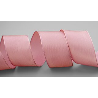 25 m x 40 mm Drahtkantenband LEO ALTROSA Puderrosa Rosa (204) Dekoband mit Drahtkanten einfarbig Geschenkband Stoffband Schleifenband Visco Draht