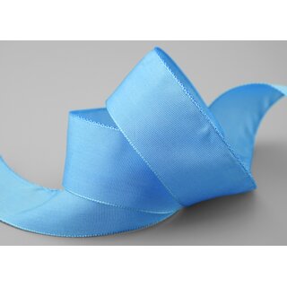 25 m x 40 mm Drahtkantenband LEO TAUBENBLAU Hellblau (214) Dekoband mit Drahtkanten einfarbig Geschenkband Stoffband Schleifenband Visco Draht