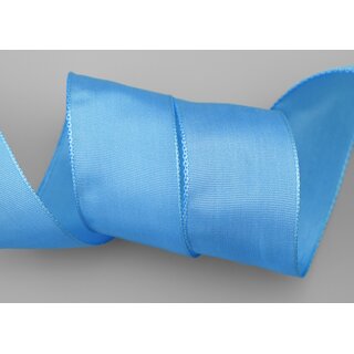 25 m x 40 mm Drahtkantenband LEO TAUBENBLAU Hellblau (214) Dekoband mit Drahtkanten einfarbig Geschenkband Stoffband Schleifenband Visco Draht