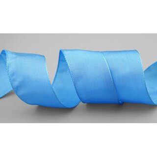 25 m x 40 mm Drahtkantenband LEO TAUBENBLAU Hellblau (214) Dekoband mit Drahtkanten einfarbig Geschenkband Stoffband Schleifenband Visco Draht