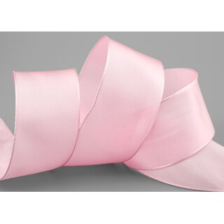 25 m x 40 mm Drahtkantenband LEO HELLROSA Rosa (220) Dekoband mit Drahtkanten einfarbig Geschenkband Stoffband Schleifenband Visco Draht