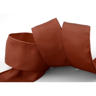 25 m x 40 mm Drahtkantenband LEO HELLBRAUN Terrakotta (233) Dekoband mit Drahtkanten einfarbig Geschenkband Stoffband Schleifenband Visco Draht