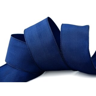 25 m x 40 mm Drahtkantenband LEO DUNKELBLAU (244) Dekoband mit Drahtkanten einfarbig Geschenkband Stoffband Schleifenband Visco Draht