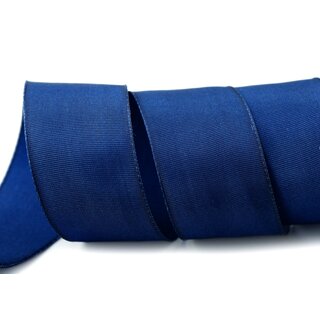 25 m x 40 mm Drahtkantenband LEO DUNKELBLAU (244) Dekoband mit Drahtkanten einfarbig Geschenkband Stoffband Schleifenband Visco Draht