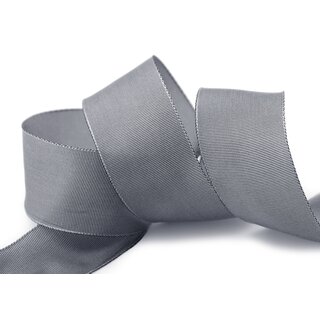 25 m x 40 mm Drahtkantenband LEO GRAU Dunkelgrau (324) Dekoband mit Drahtkanten einfarbig Geschenkband Stoffband Schleifenband Visco Draht
