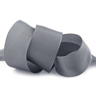 25 m x 40 mm Drahtkantenband LEO GRAU Dunkelgrau (324) Dekoband mit Drahtkanten einfarbig Geschenkband Stoffband Schleifenband Visco Draht