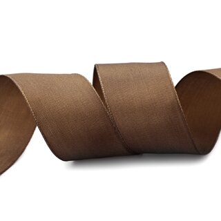 25 m x 40 mm Drahtkantenband LEO BRAUN Mittelbraun (520) Dekoband mit Drahtkanten einfarbig Geschenkband Stoffband Schleifenband Visco Draht