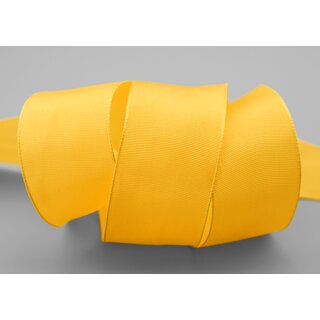 25 m x 40 mm Drahtkantenband LEO GELB Dunkelgelb (534) Dekoband mit Drahtkanten einfarbig Geschenkband Stoffband Schleifenband Visco Draht