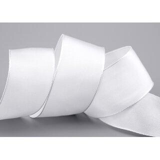 25 m x 40 mm Drahtkantenband LEO WEISS (601) Dekoband mit Drahtkanten einfarbig Geschenkband Stoffband Schleifenband Visco Draht