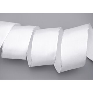 25 m x 40 mm Drahtkantenband LEO WEISS (601) Dekoband mit Drahtkanten einfarbig Geschenkband Stoffband Schleifenband Visco Draht