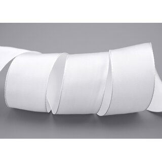 25 m x 40 mm Drahtkantenband LEO WEISS (601) Dekoband mit Drahtkanten einfarbig Geschenkband Stoffband Schleifenband Visco Draht