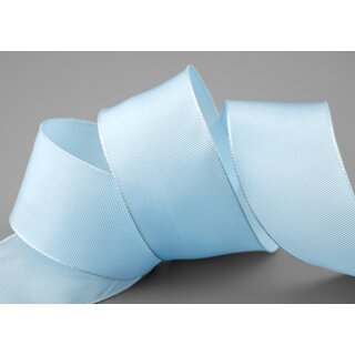 25 m x 40 mm Drahtkantenband LEO HELLBLAU (602) Dekoband mit Drahtkanten einfarbig Geschenkband Stoffband Schleifenband Visco Draht