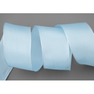 25 m x 40 mm Drahtkantenband LEO HELLBLAU (602) Dekoband mit Drahtkanten einfarbig Geschenkband Stoffband Schleifenband Visco Draht