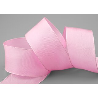 25 m x 40 mm Drahtkantenband LEO ROSA (604) Dekoband mit Drahtkanten einfarbig Geschenkband Stoffband Schleifenband Visco Draht