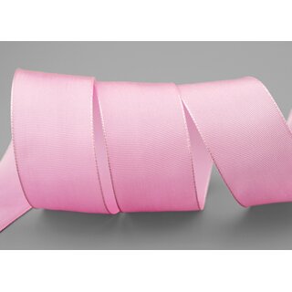 25 m x 40 mm Drahtkantenband LEO ROSA (604) Dekoband mit Drahtkanten einfarbig Geschenkband Stoffband Schleifenband Visco Draht