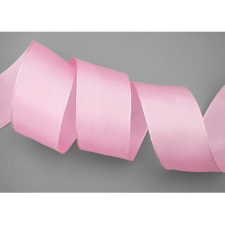 25 m x 40 mm Drahtkantenband LEO ROSA (604) Dekoband mit Drahtkanten einfarbig Geschenkband Stoffband Schleifenband Visco Draht