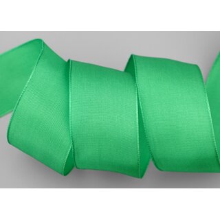 25 m x 40 mm Drahtkantenband LEO APFELGRN Grn (607) Dekoband mit Drahtkanten einfarbig Geschenkband Stoffband Schleifenband Visco Draht