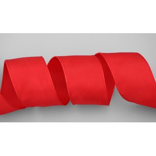 25 m x 40 mm Drahtkantenband LEO ROT (609) Dekoband mit Drahtkanten einfarbig Geschenkband Stoffband Schleifenband Visco Draht