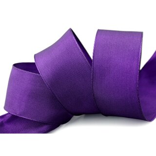 25 m x 40 mm Drahtkantenband LEO LILA Violett (610) Dekoband mit Drahtkanten einfarbig Geschenkband Stoffband Schleifenband Visco Draht