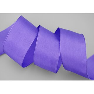 25 m x 40 mm Drahtkantenband LEO LAVENDEL Flieder Dunkel (611) Dekoband mit Drahtkanten einfarbig Geschenkband Stoffband Schleifenband Visco Draht