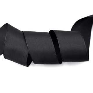 25 m x 40 mm Drahtkantenband LEO SCHWARZ (613) Dekoband mit Drahtkanten einfarbig Geschenkband Stoffband Schleifenband Visco Draht