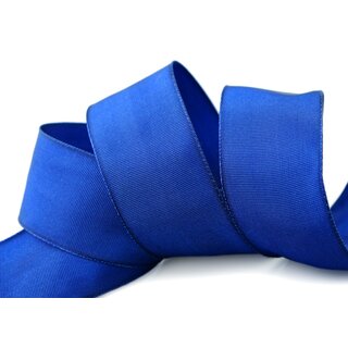 25 m x 40 mm Drahtkantenband LEO BLAU Royalblau (614) Dekoband mit Drahtkanten einfarbig Geschenkband Stoffband Schleifenband Visco Draht