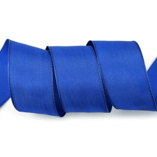 25 m x 40 mm Drahtkantenband LEO BLAU Royalblau (614) Dekoband mit Drahtkanten einfarbig Geschenkband Stoffband Schleifenband Visco Draht