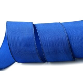 25 m x 40 mm Drahtkantenband LEO BLAU Royalblau (614) Dekoband mit Drahtkanten einfarbig Geschenkband Stoffband Schleifenband Visco Draht