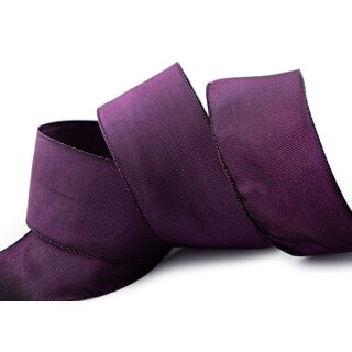 25 m x 40 mm Drahtkantenband LEO AUBERGINE Lila (710) Dekoband mit Drahtkanten einfarbig Geschenkband Stoffband Schleifenband Visco Draht