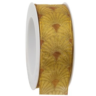 3 m x 40 mm Dekoband Art Nouveau SENF GOLD Geschenkband Schleifenband Deko Glanz glnzendes Weihnachten Party Dottergelb Gelb