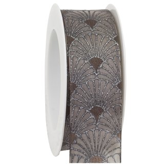 3 m x 40 mm Dekoband Art Nouveau ANTHRAZIT SILBER Geschenkband Schleifenband Deko Glanz glnzendes Weihnachten Party Grau Dunkelgrau