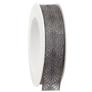 3 m x 25 mm Dekoband Art Nouveau ANTHRAZIT SILBER Geschenkband Schleifenband Deko Glanz glnzendes Weihnachten Party Grau Dunkelgrau