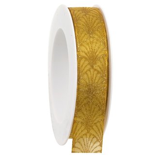 20 m x 25 mm Dekoband Art Nouveau SENF GOLD Geschenkband Schleifenband Deko Glanz glnzendes Weihnachten Party Dottergelb Gelb