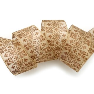 3 m x 40 mm Dekoband Folklore BEIGE Kupfer Geschenkband mit formstabilen Kanten Ornament Muster Schleifenband
