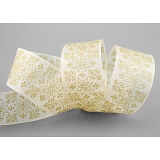 3 m x 40 mm Dekoband Folklore CREME Gold Geschenkband mit formstabilen Kanten Ornament Muster Schleifenband