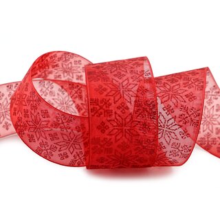 3 m x 40 mm Dekoband Folklore ROT Geschenkband mit formstabilen Kanten Ornament Muster Schleifenband