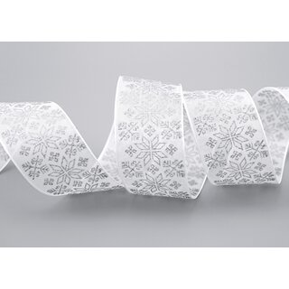 3 m x 40 mm Dekoband Folklore WEISS Geschenkband mit formstabilen Kanten Ornament Muster Schleifenband