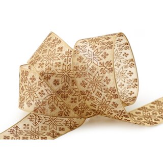 20 m x 40 mm Dekoband Folklore BEIGE Kupfer Geschenkband mit formstabilen Kanten Ornament Muster Schleifenband