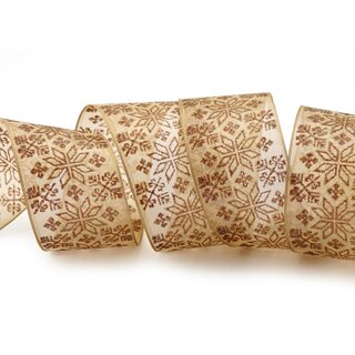 20 m x 40 mm Dekoband Folklore BEIGE Kupfer Geschenkband mit formstabilen Kanten Ornament Muster Schleifenband